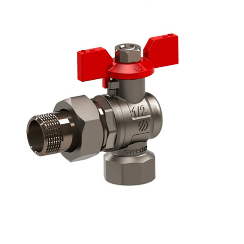 Кран шаровой угловой SENA 1/2" НР-НР с ручкой бабочка