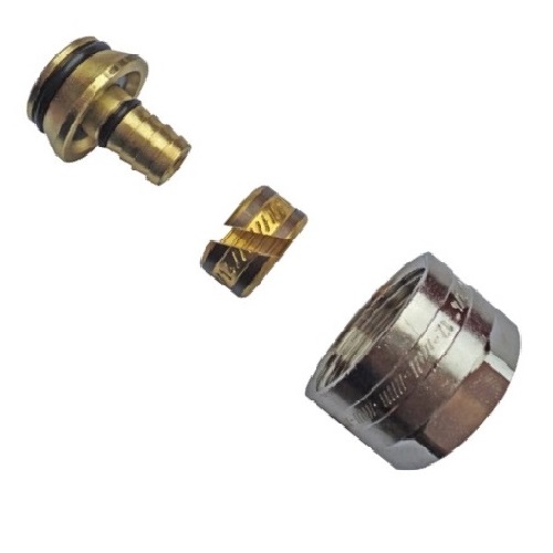 Фітинг з подвійним ущільнюючим кільцем та ізолюючою шайбою. Накидна гайка G 3/4", ущільнення під конус, 20х2,5