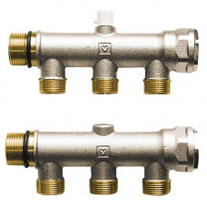 Компактный распределитель для систем отопления и холодоснабжения DN 25 с отводами G 3/4 с евроконусом.