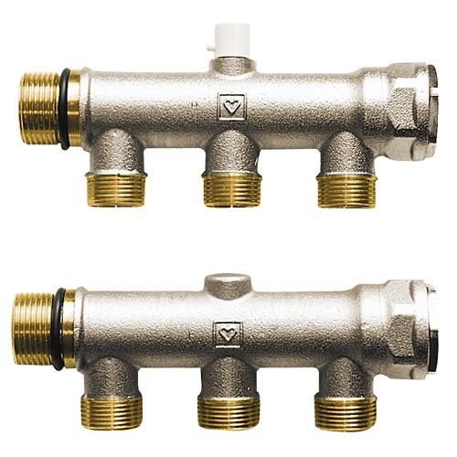 Компактный распределитель для систем отопления и холодоснабжения DN 25 с отводами G 3/4 с евроконусом.