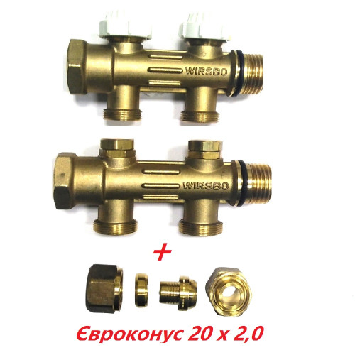 Колектор Uponor для теплого пола на 2 выхода под сервомотор